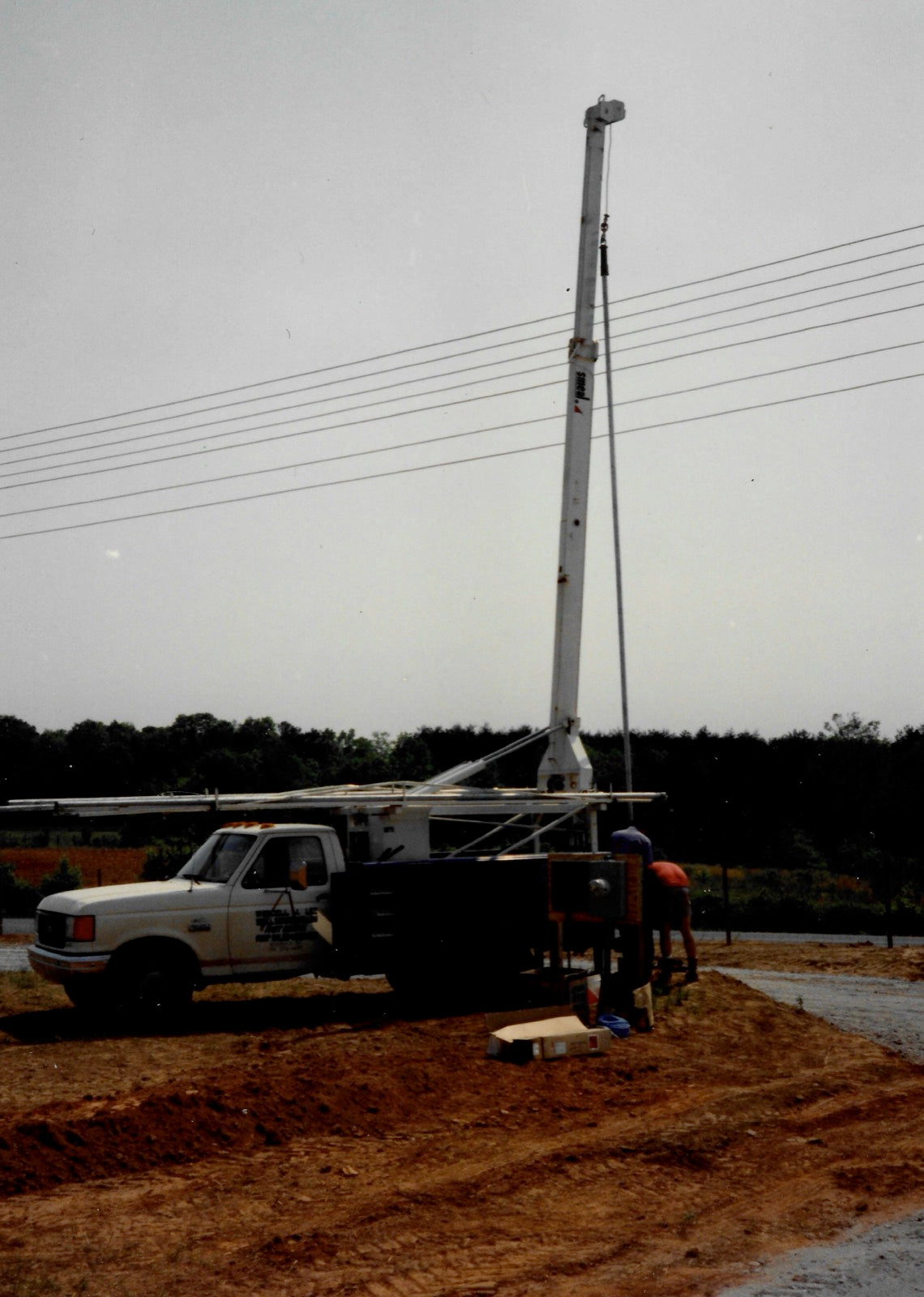 A well-drilling rig at work on the nursery grounds in the early days